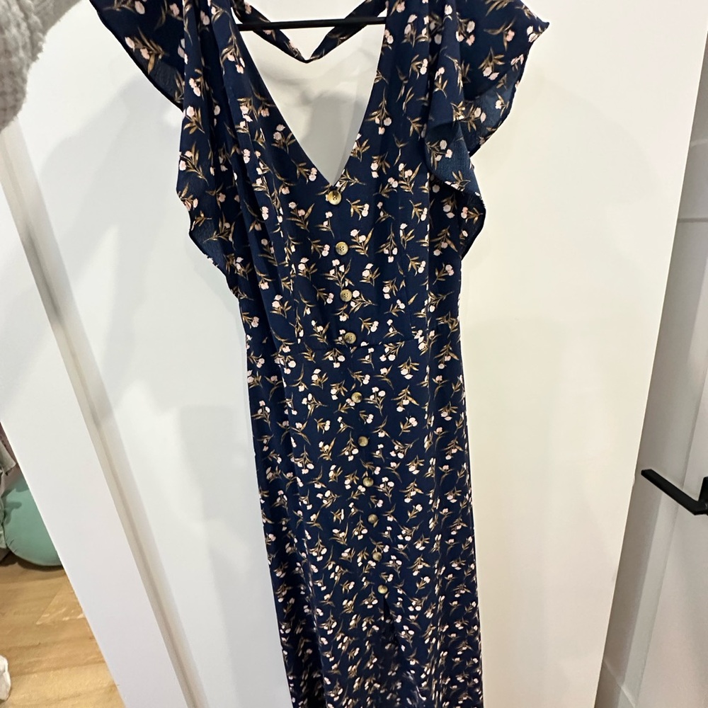 Iz Byer Navy Floral Maxi Dress
